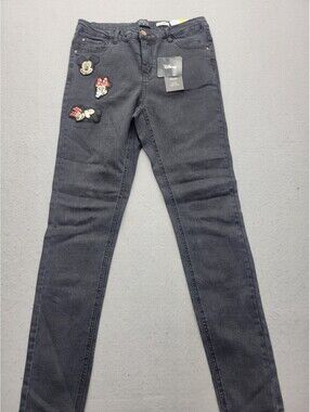 Disney House Denim Women Jeans 40 Black Skinny Denim  Low Rise  Minnie Mouse